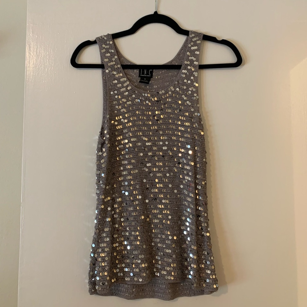 Silver sequin tank top